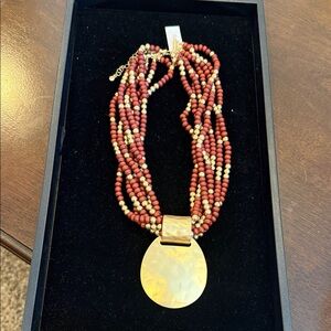 Elegant Gold and Brown Beaded Necklace